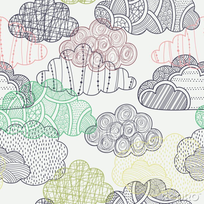 Sticker Wolken naadloze patroon