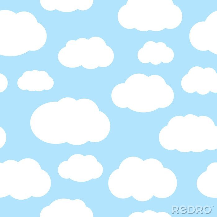 Sticker Wolken over het blauwe hemel naadloze vectorpatroon