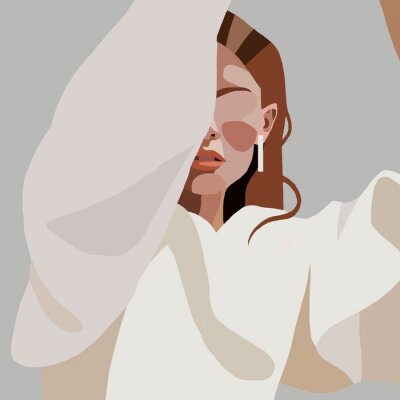 Sticker Woman covers her face