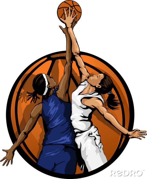 Sticker Women Basketball Jump Ball color