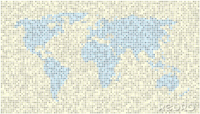 Sticker World map dots Yellow Blue EPS 10