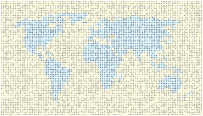 Sticker World map dots Yellow Blue EPS 10