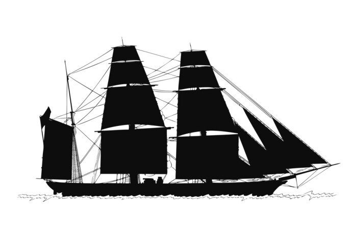 Sticker 帆船 ー シルエット