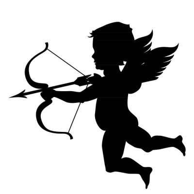Sticker Cupido silhouet geÃ ¯ soleerd op wit