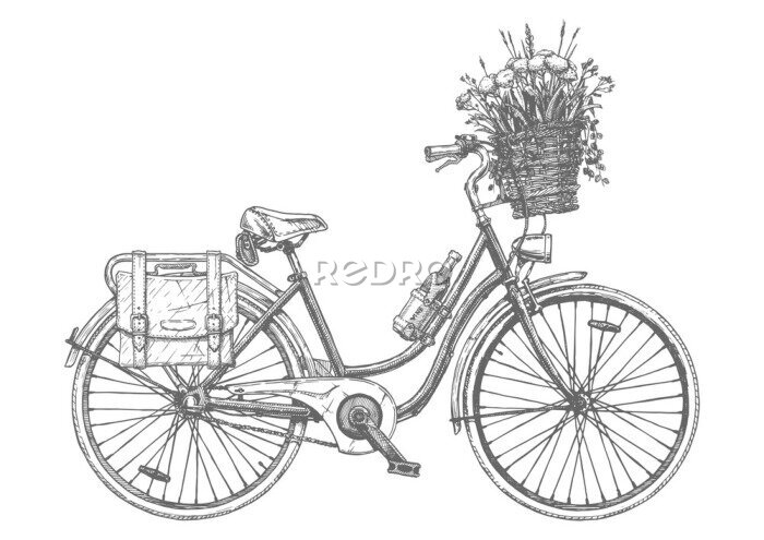Sticker Сity bicycle with flowers