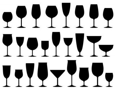 Sticker set van geÃ¯soleerde wijn en dessert glazen