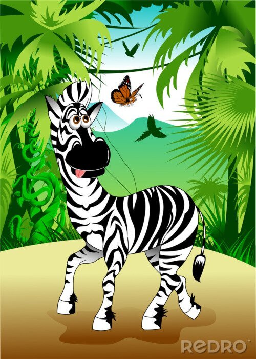 Sticker Zebra in de jungle