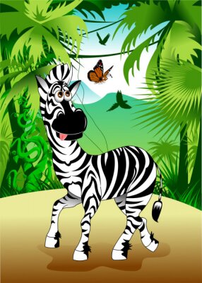 Sticker Zebra in de jungle
