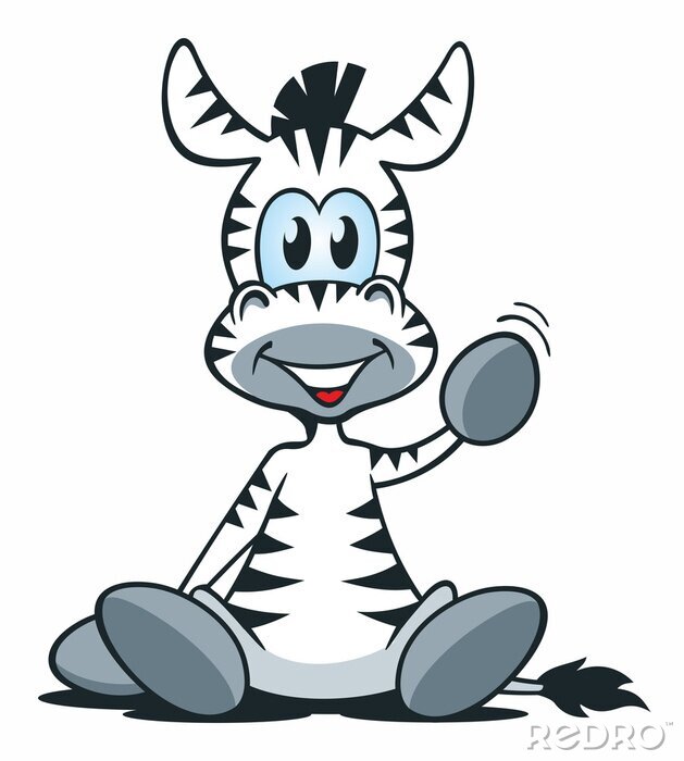 Sticker Zebra Mascot Zitten