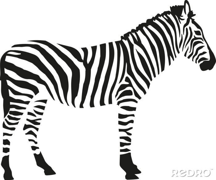 Sticker Zebra silhouet isloated op een witte achtergrond