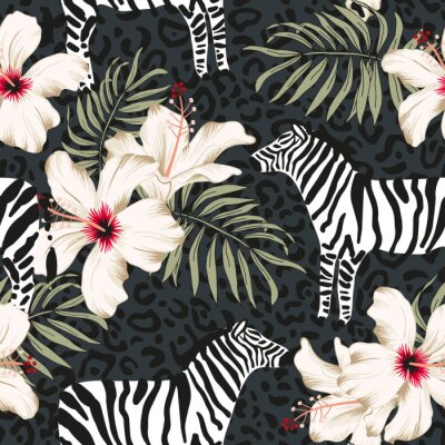 Zebra stippen en tropische planten