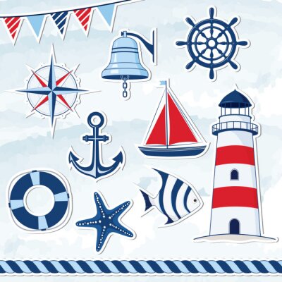 Sticker Zee-, strand- en marine-accenten