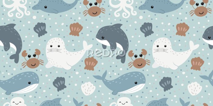 Sticker Zeedieren ontwerp voor kinderen
