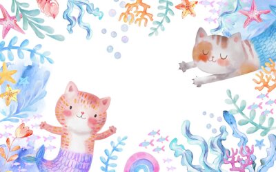 Sticker Zeemeerminnen van katten