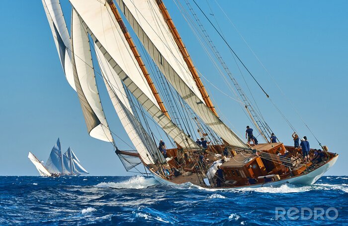 Sticker Zeiljacht race. Yachting. Het zeilen. Regatta. Klassieke zeiljachten