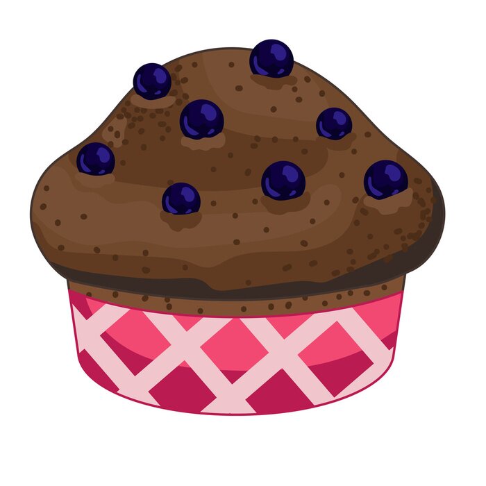 Sticker Zelfgemaakte Blueberry Muffin die op Witte Achtergrond