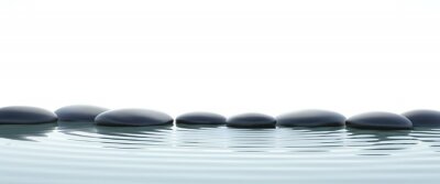Sticker Zen stenen in het water op breedbeeld