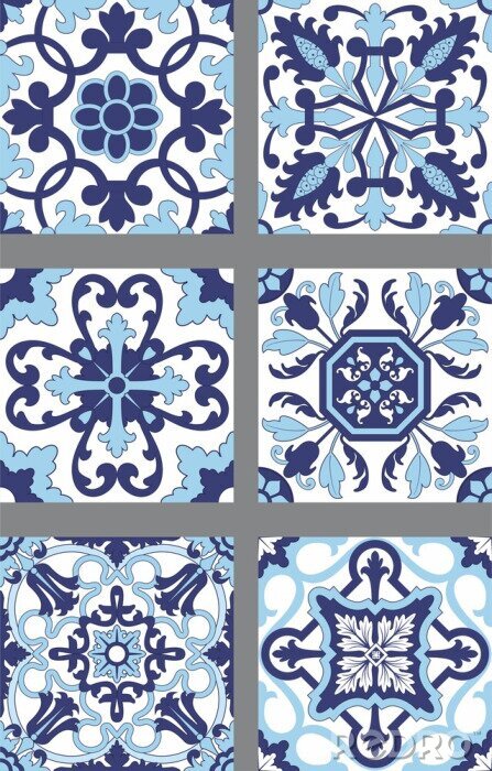 Sticker Zes Portugese azulejos tegels