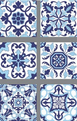Sticker Zes Portugese azulejos tegels