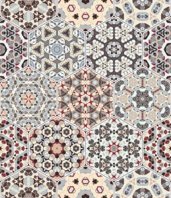 Sticker Zeshoekige decoratieve tegels