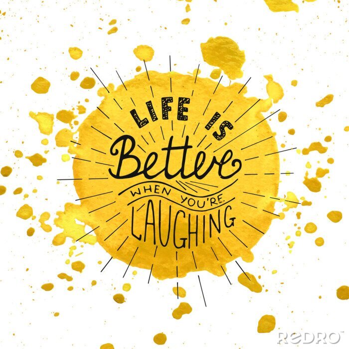 Sticker Zin over lachen op een gele vlek