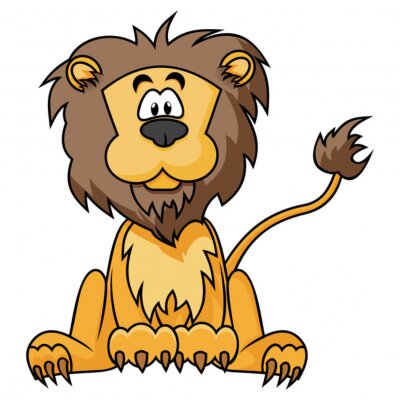 Zittende leeuwafbeeldingen in cartoonstijl