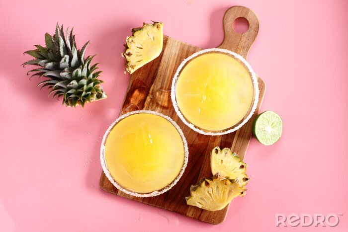 Sticker Zoete ananas drinkt bovenaanzicht