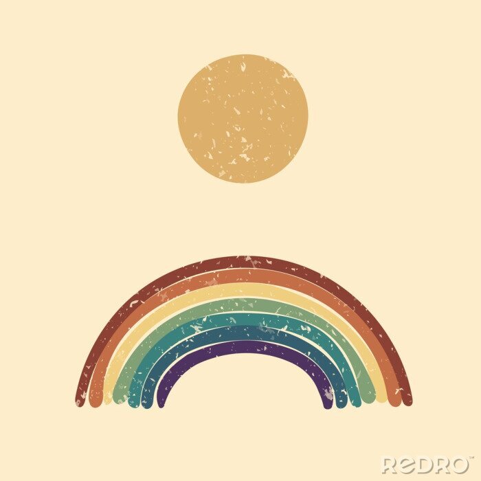 Sticker Zon en regenboog in scandinavische stijl