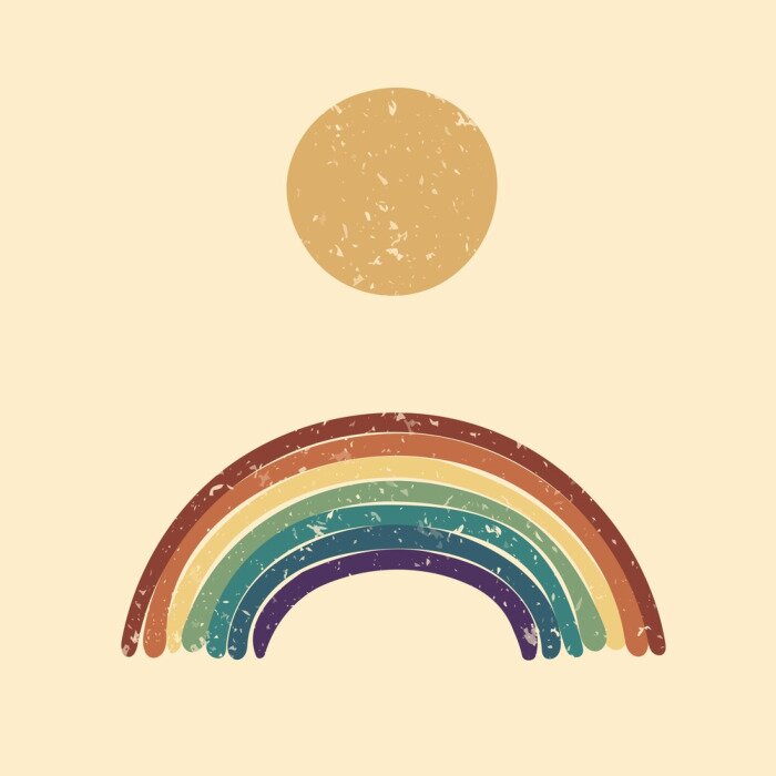 Sticker Zon en regenboog in scandinavische stijl