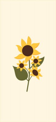 Sticker Zonnebloem in een minimalistische illustratie