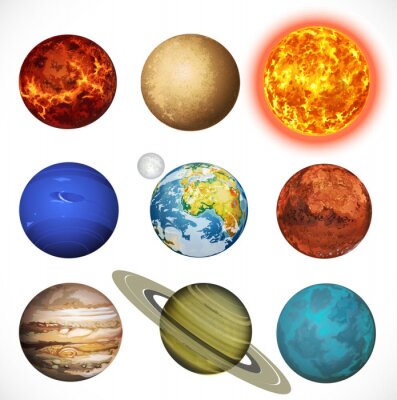 Sticker Zonnestelsel planeten kleurrijke graphics