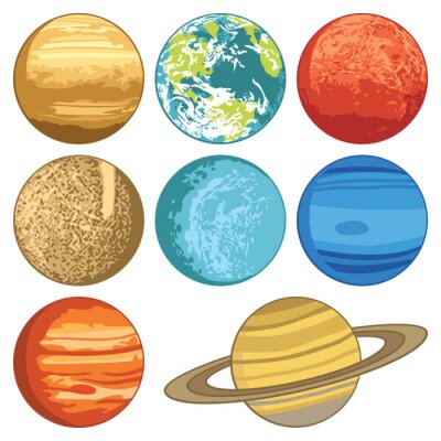 Sticker Zonnestelsel planeten minimalistische graphics
