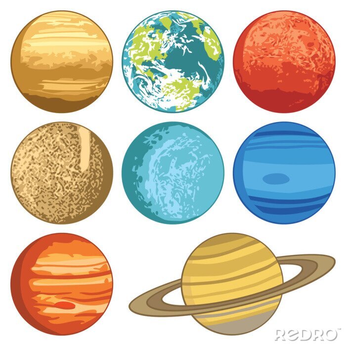 Sticker Zonnestelsel planeten minimalistische graphics
