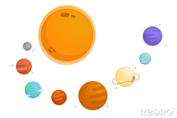 Sticker Zonnestelselplaneten eenvoudige kleurrijke afbeeldingen