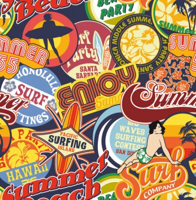 Behang Zonnig strand retro patroon