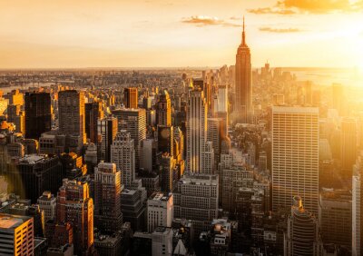 Zonsondergang in het stadsbeeld van New York