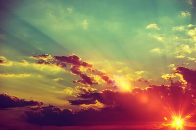 Zonsondergang in retro stijl