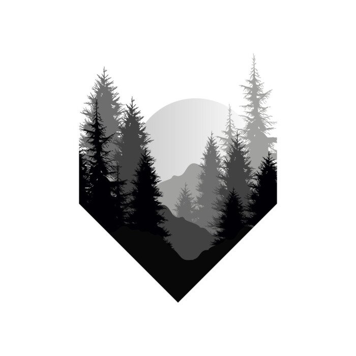 Sticker Zonsondergang op de achtergrond van het bos