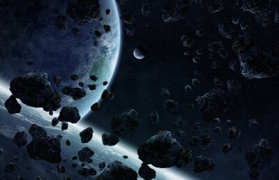 Zonsopgang boven een groep planeten in de ruimte