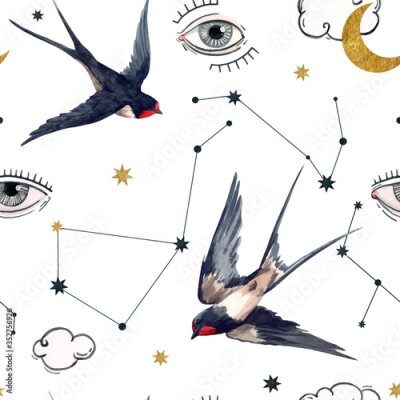 Sticker Zwaluwen tussen de sterren