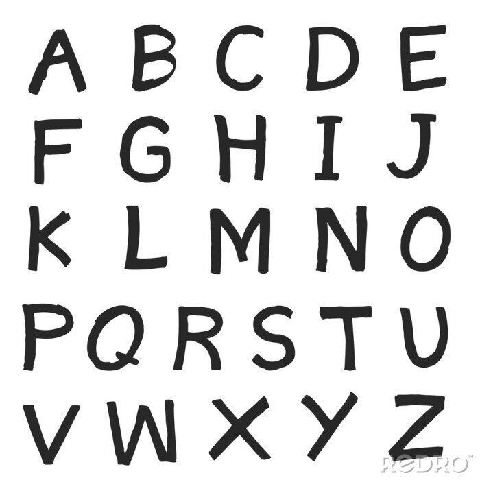 Sticker Zwart alfabet eenvoudig gedrukte letters