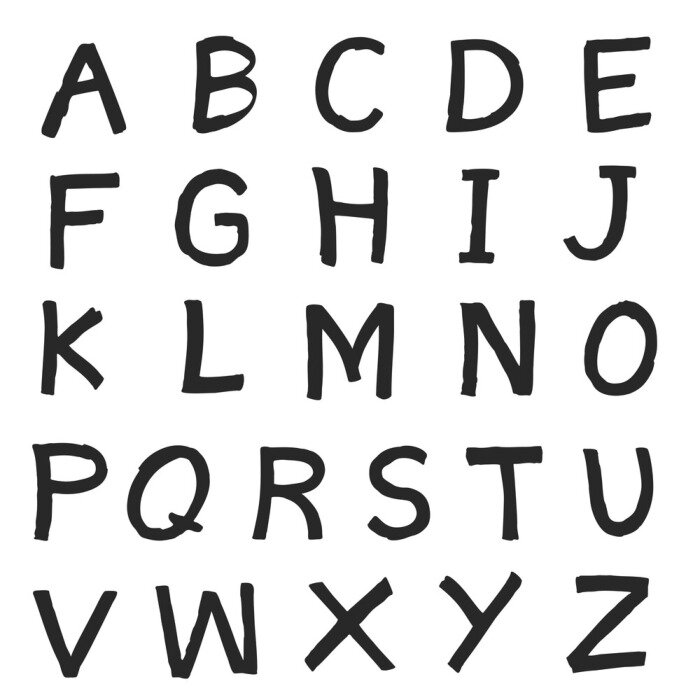 Sticker Zwart alfabet eenvoudig gedrukte letters