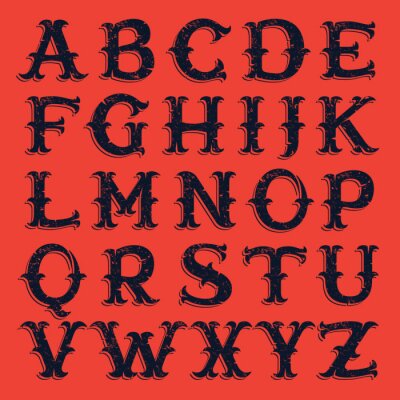 Sticker Zwart alfabet op een rode achtergrond