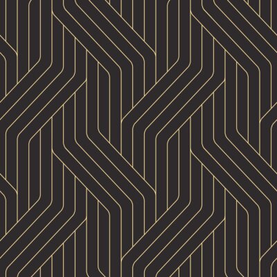 Behang Zwart en goud motief in art deco stijl