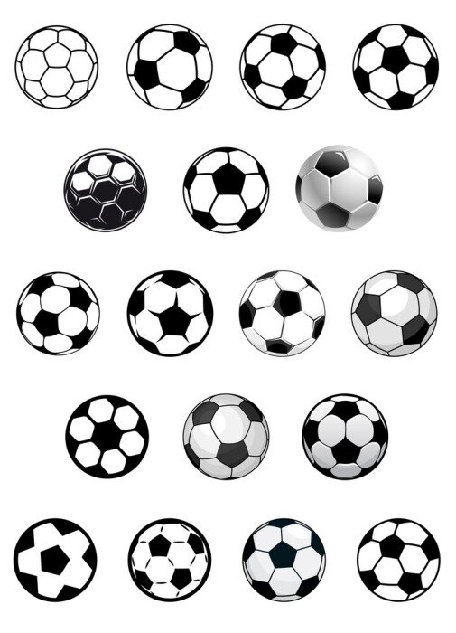 Sticker Zwart en wit voetballen of voetballen