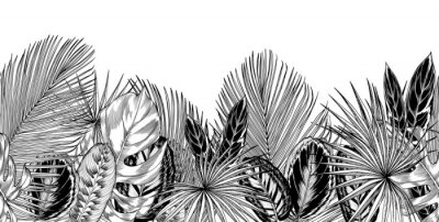 Sticker Zwart en wit wild struikgewas