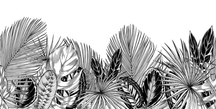 Sticker Zwart en wit wild struikgewas