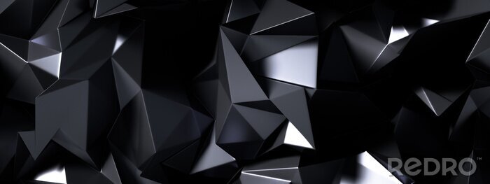 Sticker Zwart ruimtelijk oppervlak met geometrische vormen