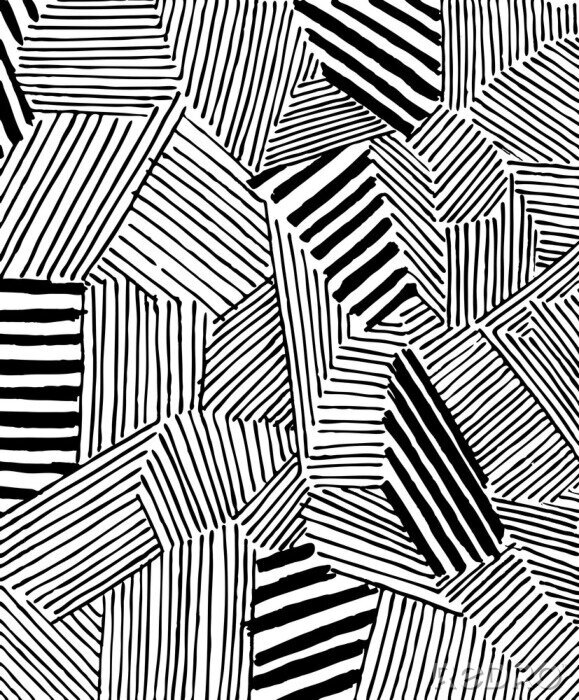 Sticker Zwart-wit abstracte patroon in geometrische stijl