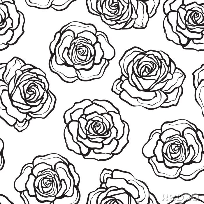 Sticker Zwart-wit afbeelding met rozenblaadjes